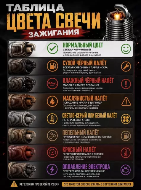 Важная таблица цвета свечи зажигания