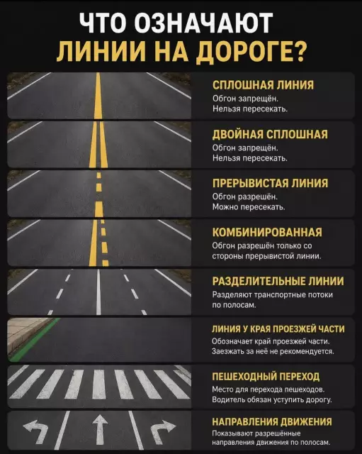 Что означают линии на дороге