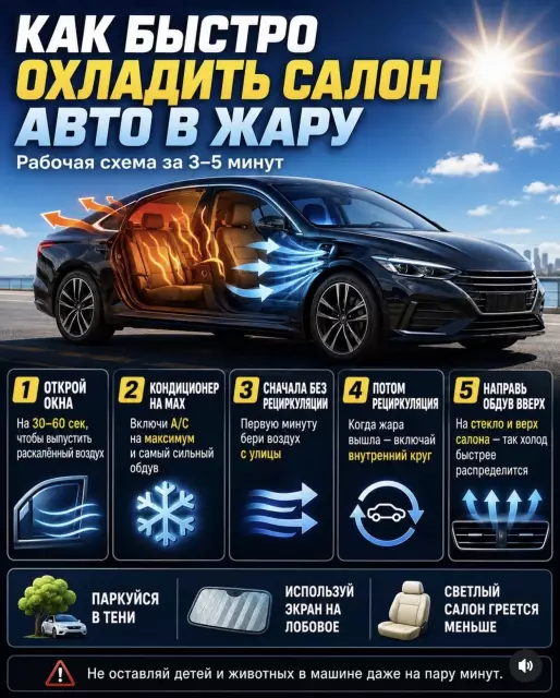 Как быстро охладить авто в жару?