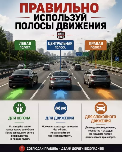 Правильно используй полосы движения