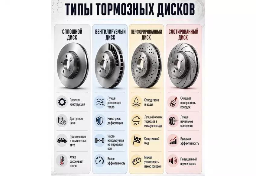 А вы знали какие бывают типы тормозных дисков?